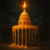 America’s Fading Democracy Poster – Dark Satirical Wall Art for Political Realists