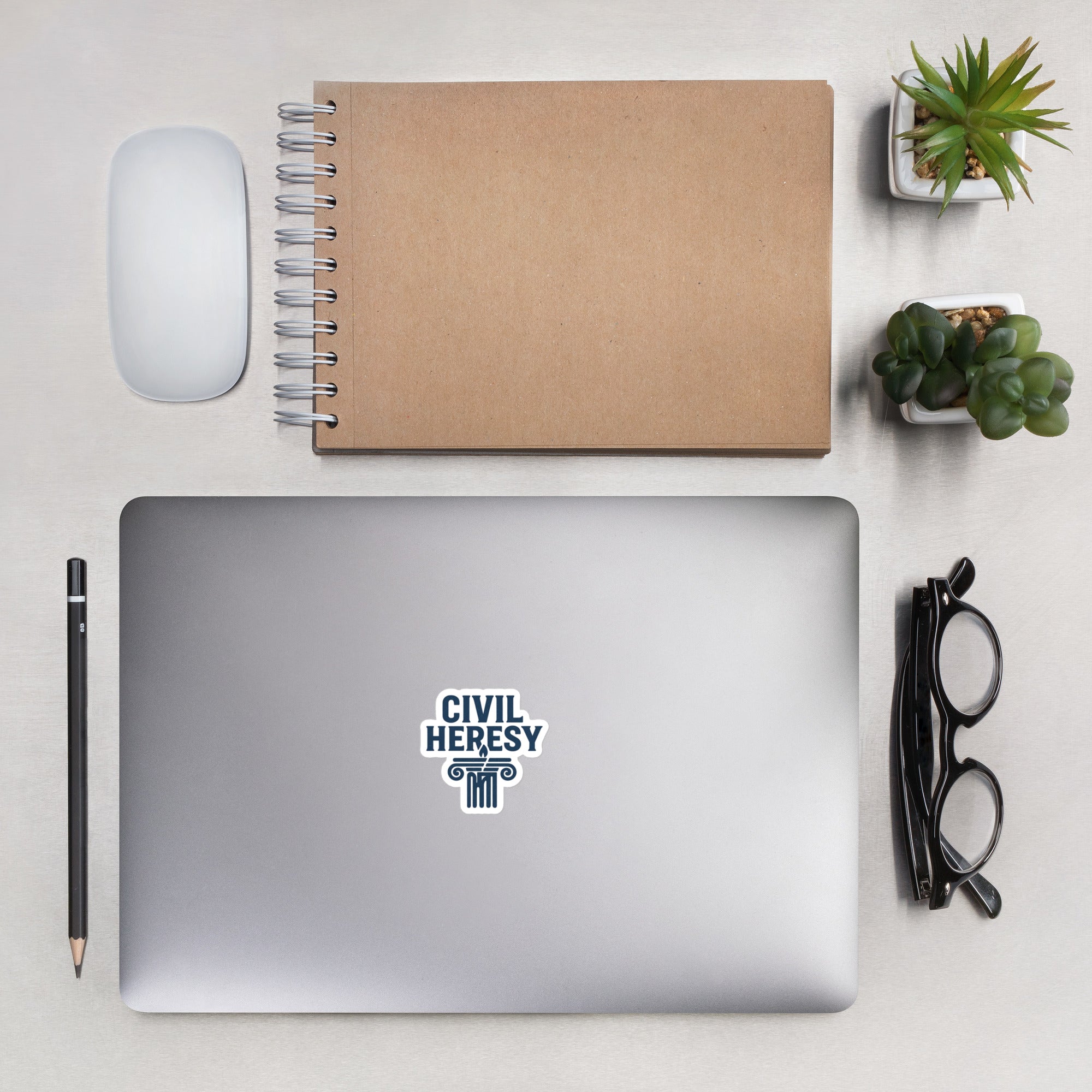 Civil Heresy Blue Logo Stickers – Rebellious Satire Decals for Laptops, Water Bottles & More