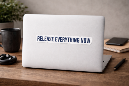 The “Release Everything Now” sticker from Civil Heresy - Bubble-free stickers