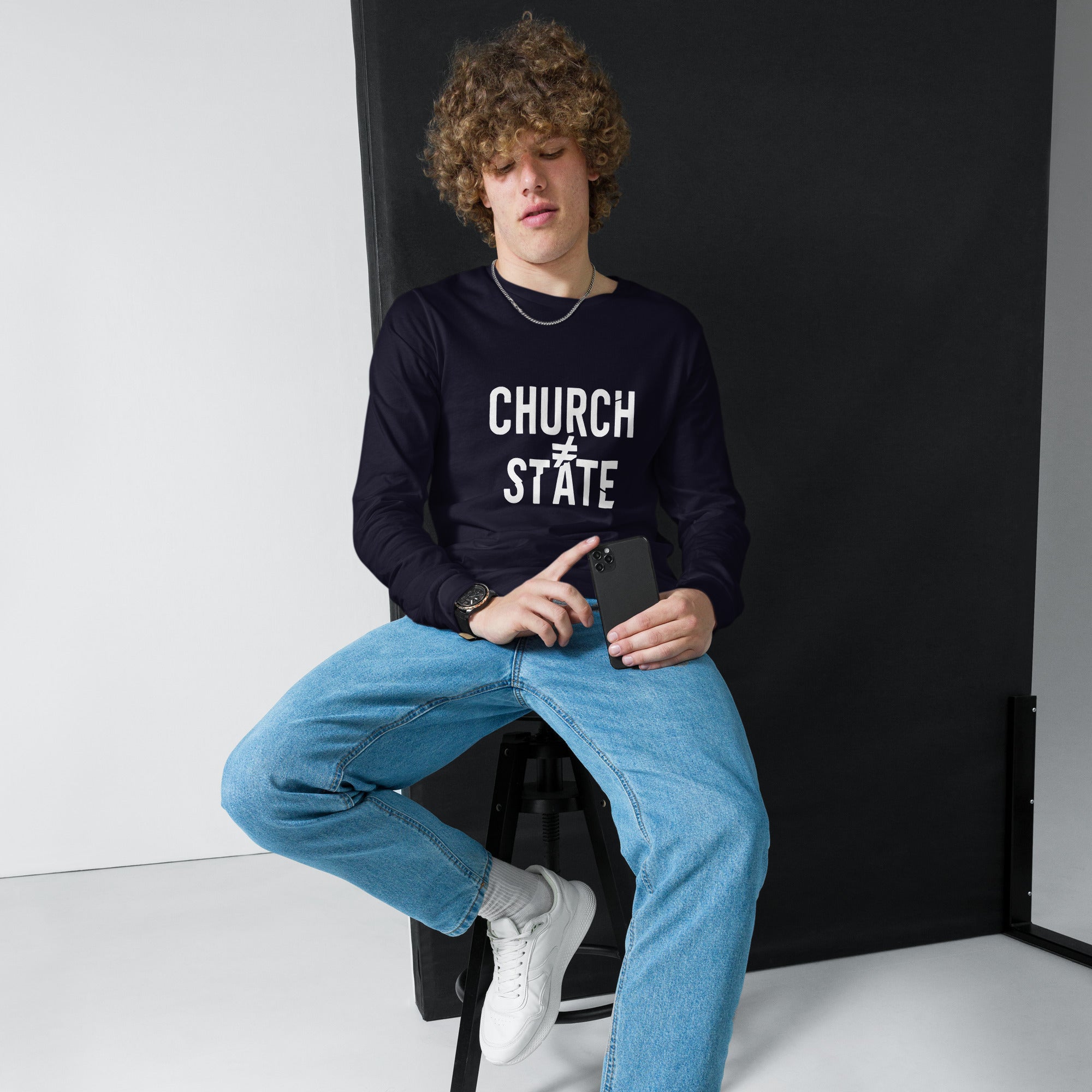 Church ≠ State Long Sleeve Shirt – Satirical Streetwear for Rebels and Free Thinkers