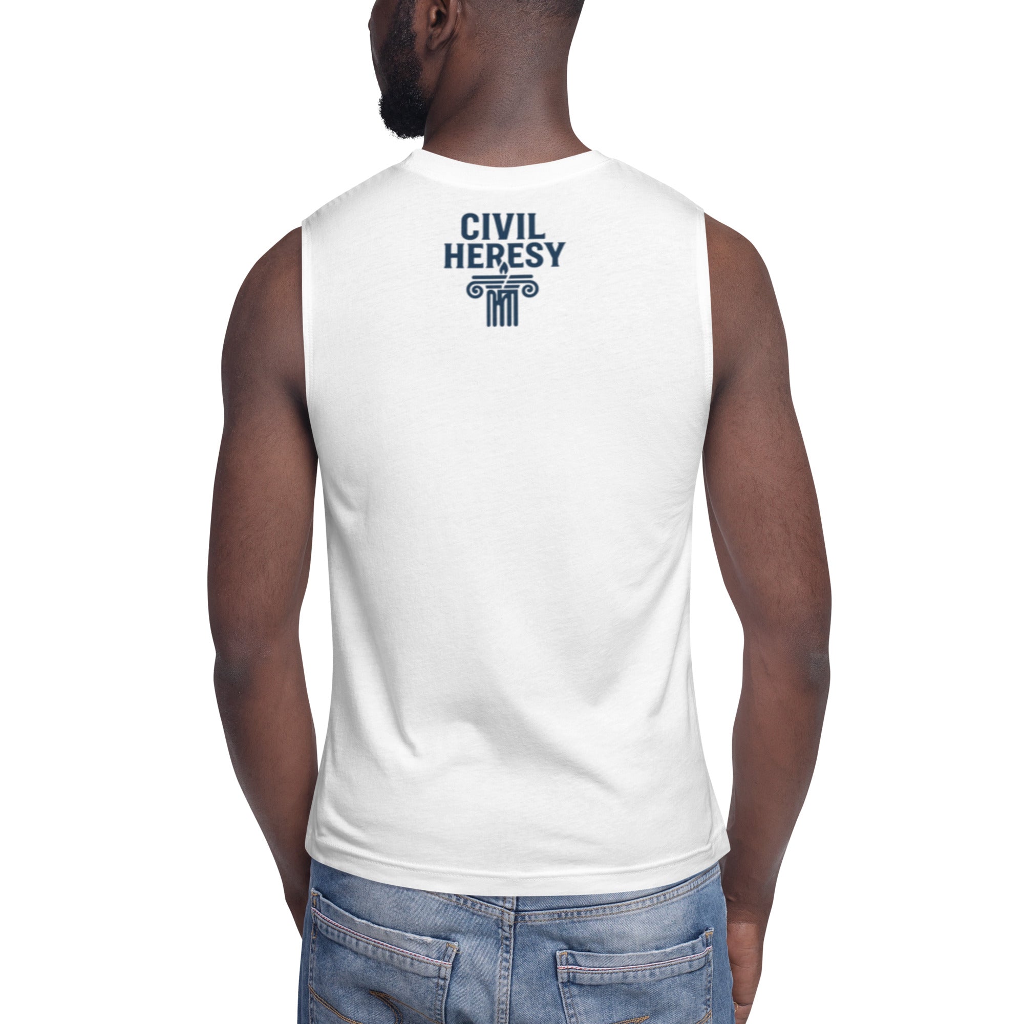 We Bow to None. Tank Top – Rebellious Satire Shirt for Free Thinkers