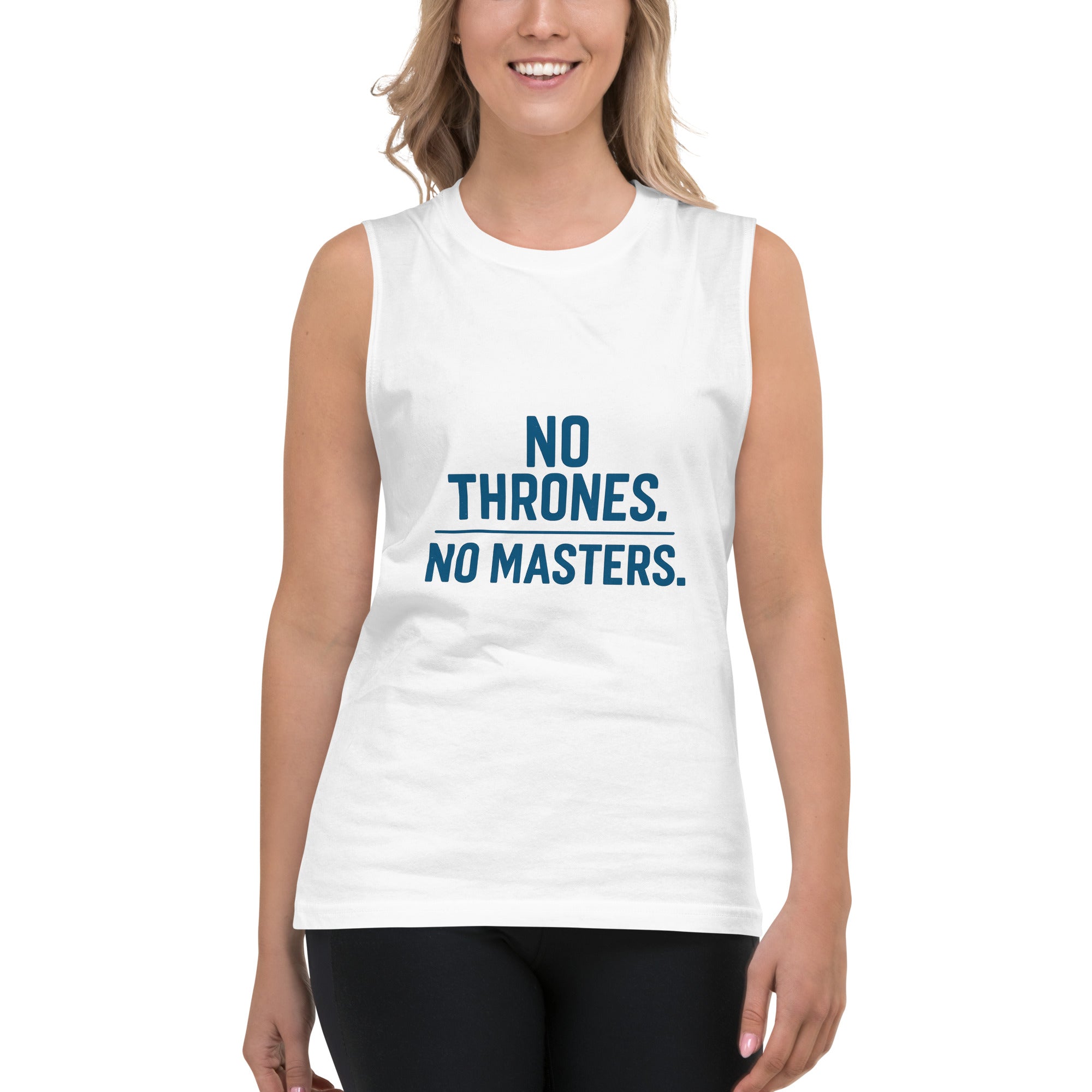 No Thrones. No Masters. Tank Top – Rebellious Satire Tank for Free Thinkers