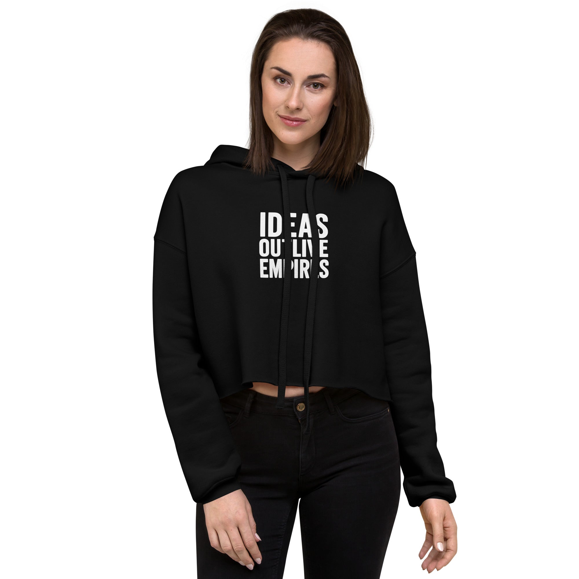 Ideas Outlive Empires Women’s Cropped Hoodie – Rebellious Satire Streetwear for Free Thinkers
