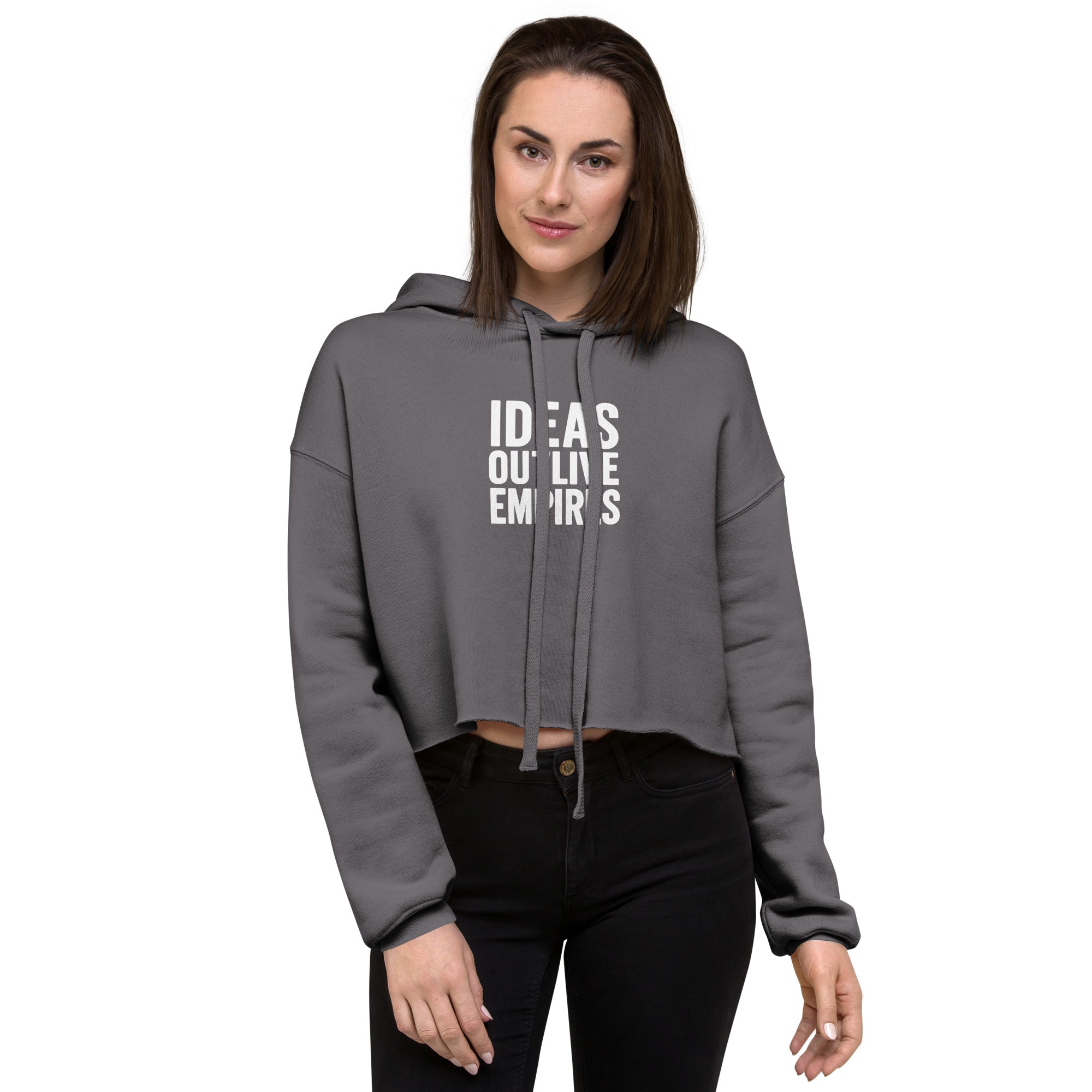 Ideas Outlive Empires Women’s Cropped Hoodie – Rebellious Satire Streetwear for Free Thinkers